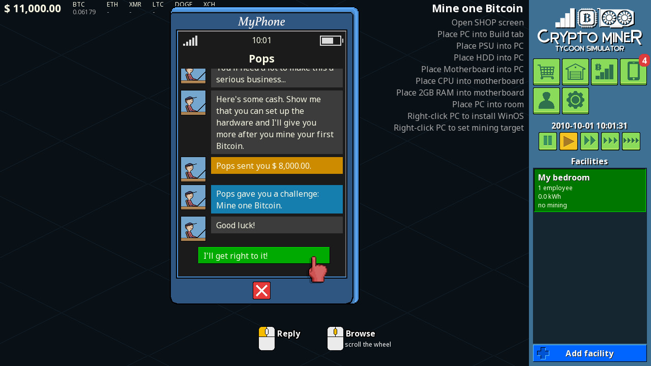 挖矿大亨模拟器/Crypto Miner Tycoon Simulator Build.18727909|模拟经营|容量380MB|免安装绿色中文版|支持键盘.鼠标-小辉娱乐网