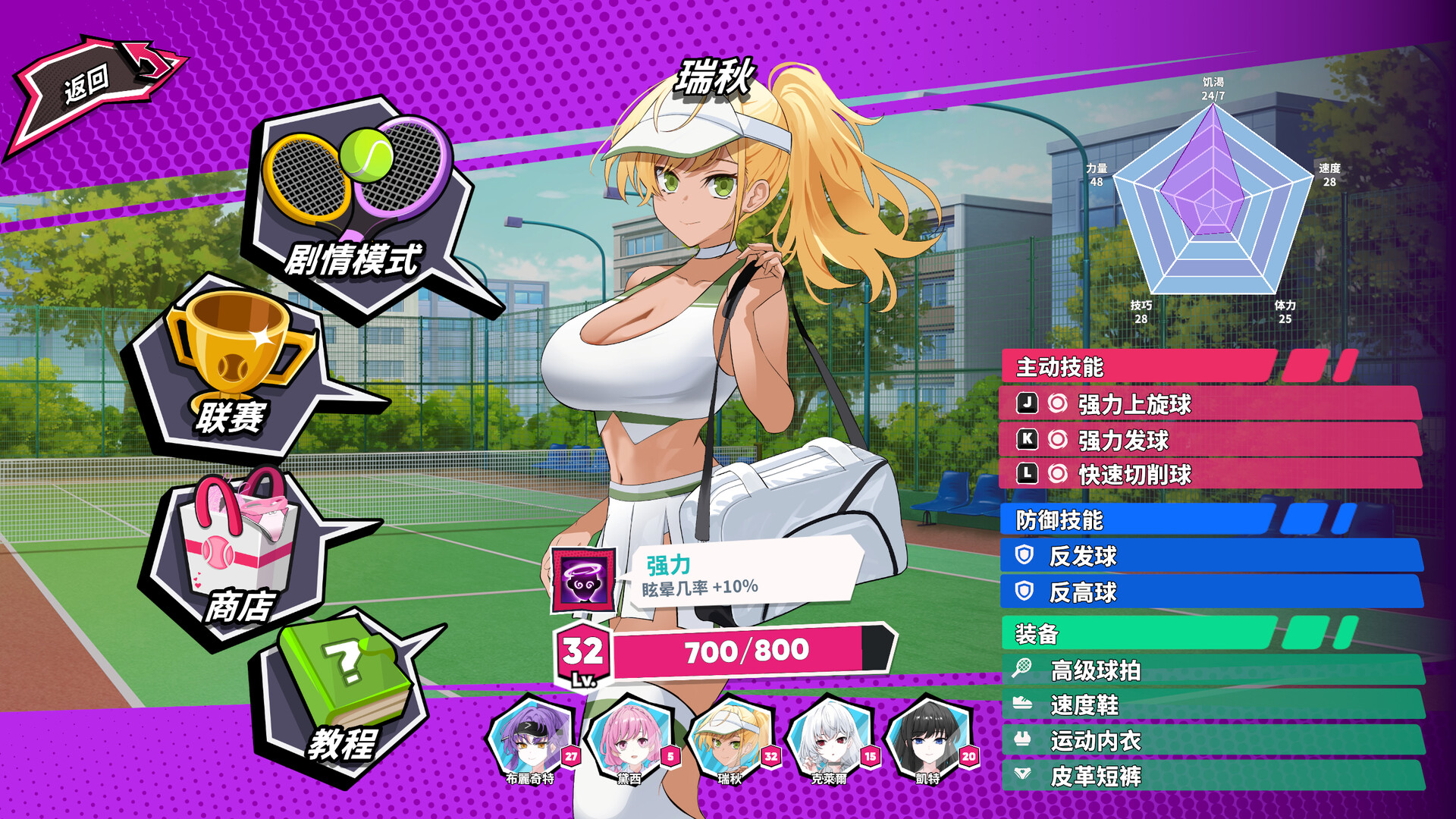 网球天使EX|官方中文|支持手柄|Academy Love Saga: Tennis Angels EX插图6