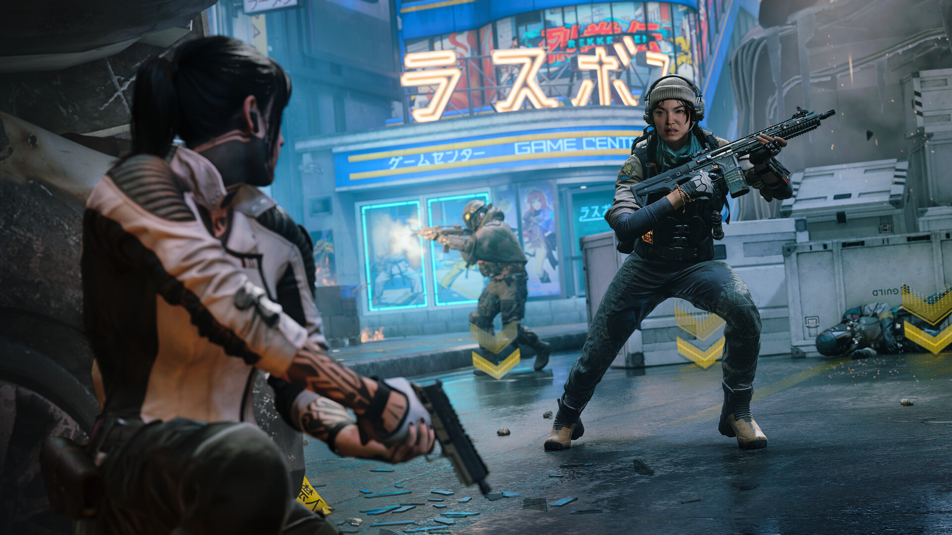 使命召唤22:黑色行动7|Call of Duty: Black Ops 7|官方中文|支持手柄|容量137.98G插图3咸鱼单机官网 在多人游戏模式“热点争夺”中,两名特遣队员在交火中怒目而视。
